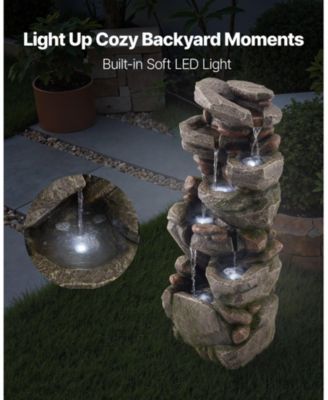 Outdoor 7-Tier Rock-Shaped Cascading Water Fountain