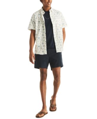 Men's Printed Straight Collar Short-Sleeve Shirt