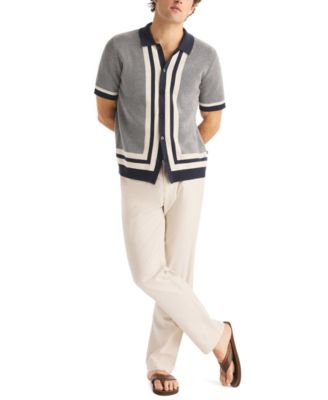 Men's Jacquard Short-Sleeve Sweater Shirt