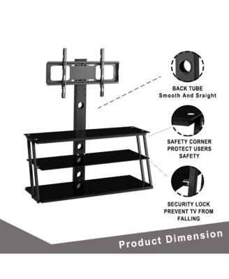 Glass TV Stand with Angle and Height Adjustment