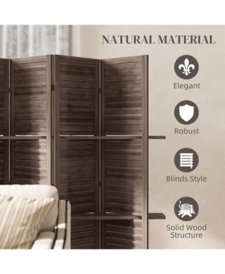 HOMCOM 4 Panel Privacy Screen, Room Divider with 3 Shelves