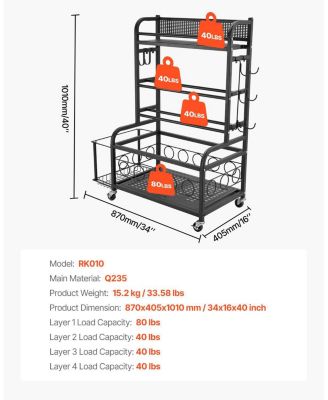 Yoga Mat Storage Rack, Steel Organizer with Hooks and Wheels for Dumbbells, Kettlebells and Fitness Accessories