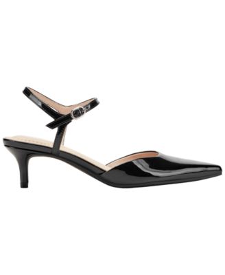 Women's Rose Ankle Strap Kitten Heel Pumps