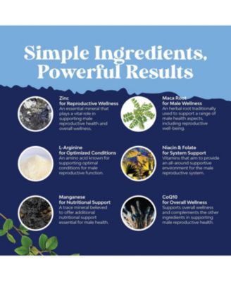 Men's Fertility Capsules, CoQ10 Maca Root Methyl Folate & D-Aspartic Acid for Count Motility & Fertility Support, Nature's Craft