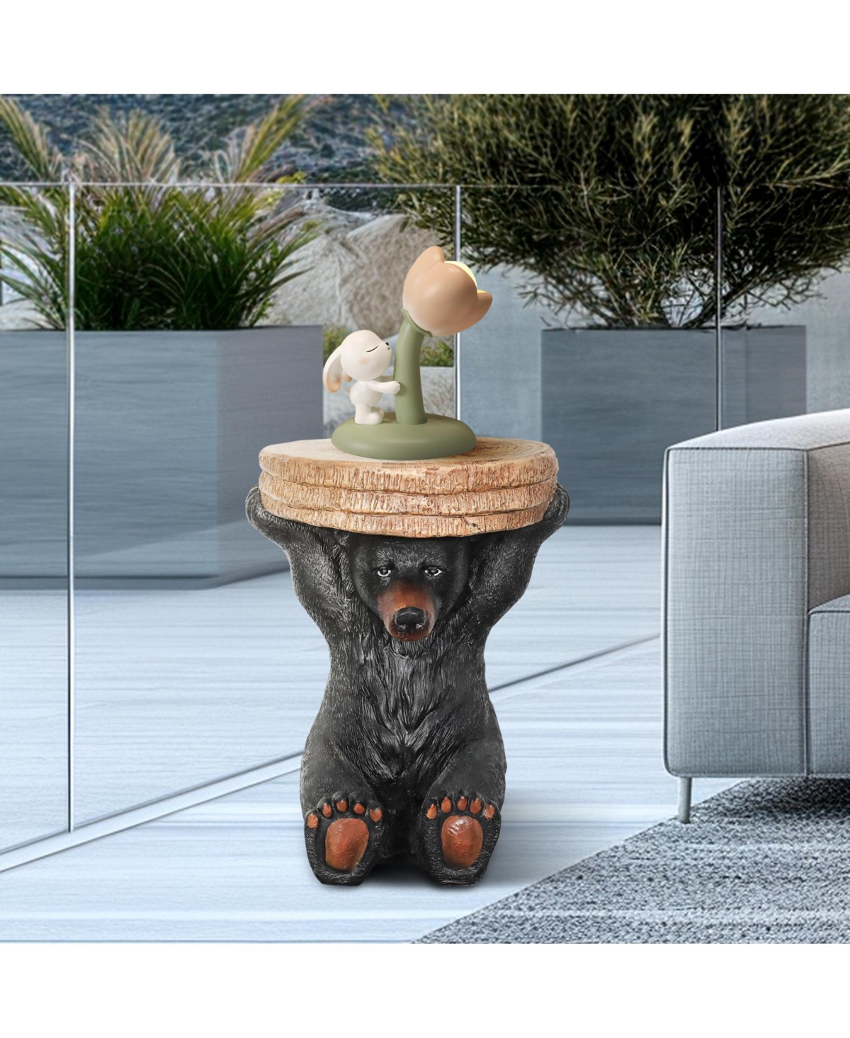 Sunjet 20.8" H Black Bear Side Table