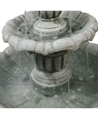 39.3”H 3-Tier Outdoor Floor Water Fountain – Concrete Cascading Fountain with Pump for Garden, Patio, Yard & Home Decor
