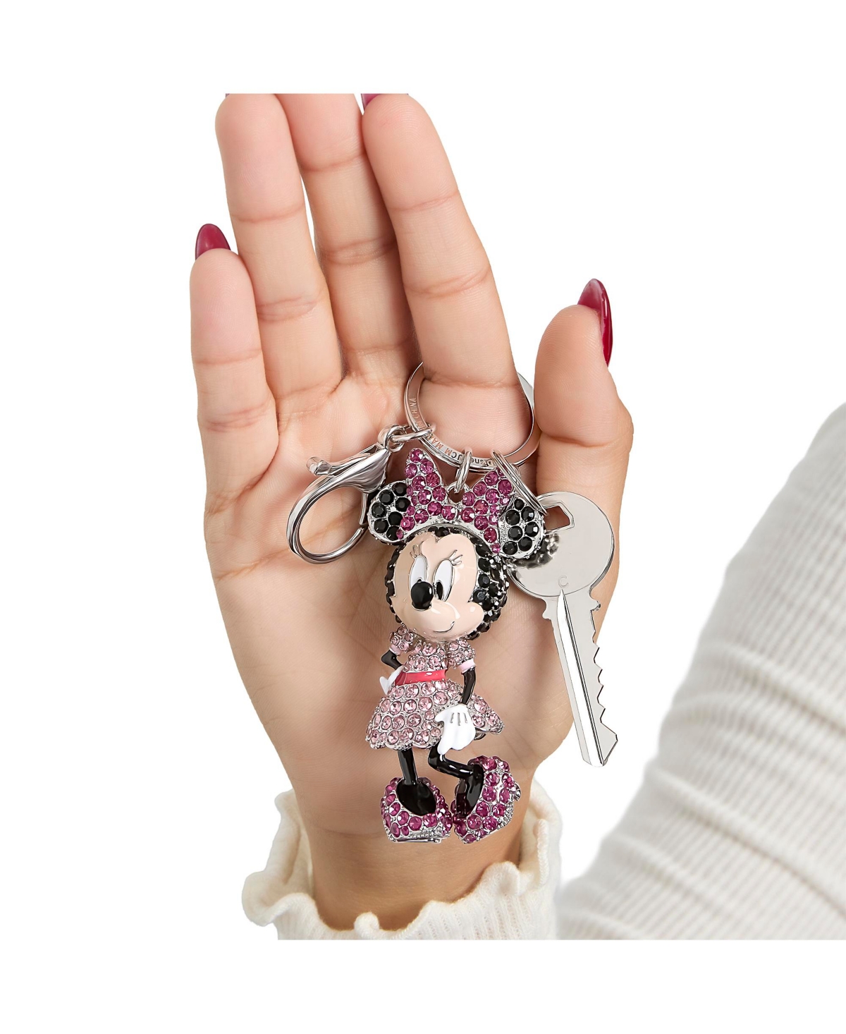 Disney Minnie Mouse Crystal Pave Bag Charm Keychain – Officially Licensed