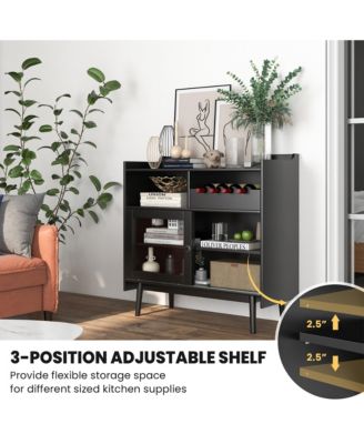 Kitchen Buffet Sideboard Organizer Liquor Bar Cabinet with Wine Rack & Sliding Door