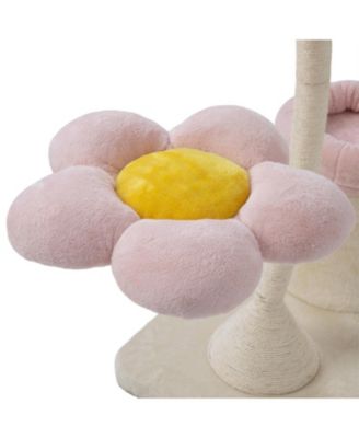  57.1'' Cat Tree with Blooming Platforms Bed in Pink