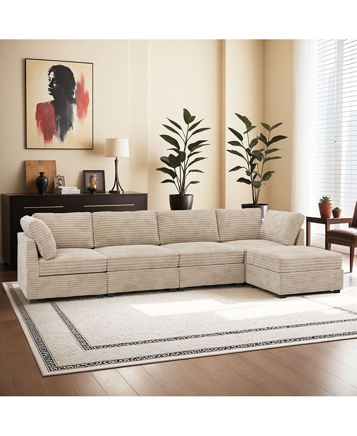 Xizzi 128 5-Piece Comfy Corduroy Fabric Couch