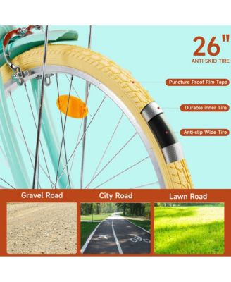 26-Inch Low Step Cruiser Bike with Passenger Seat & Dual Brakes, Free Bottle Holder