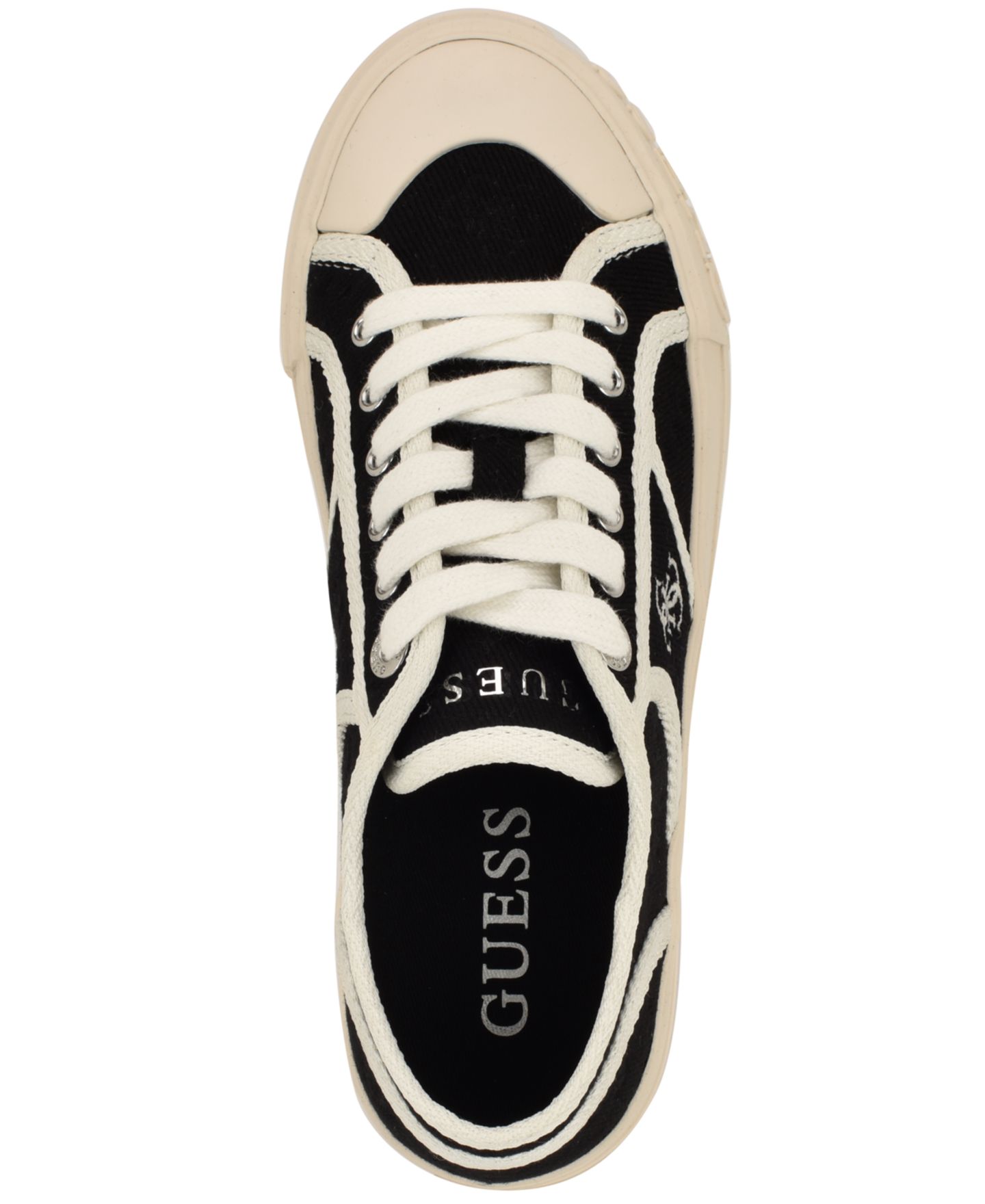 Женские кроссовки Guess Issah на платформе со шнуровкой и логотипом, цвет: Чёрный / Белый — фото 4