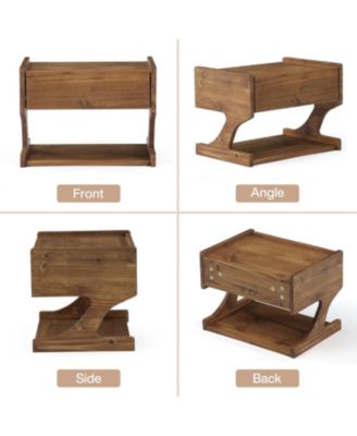 Solid Wood Floating Nightstand, Wall Mounted Bedside Table