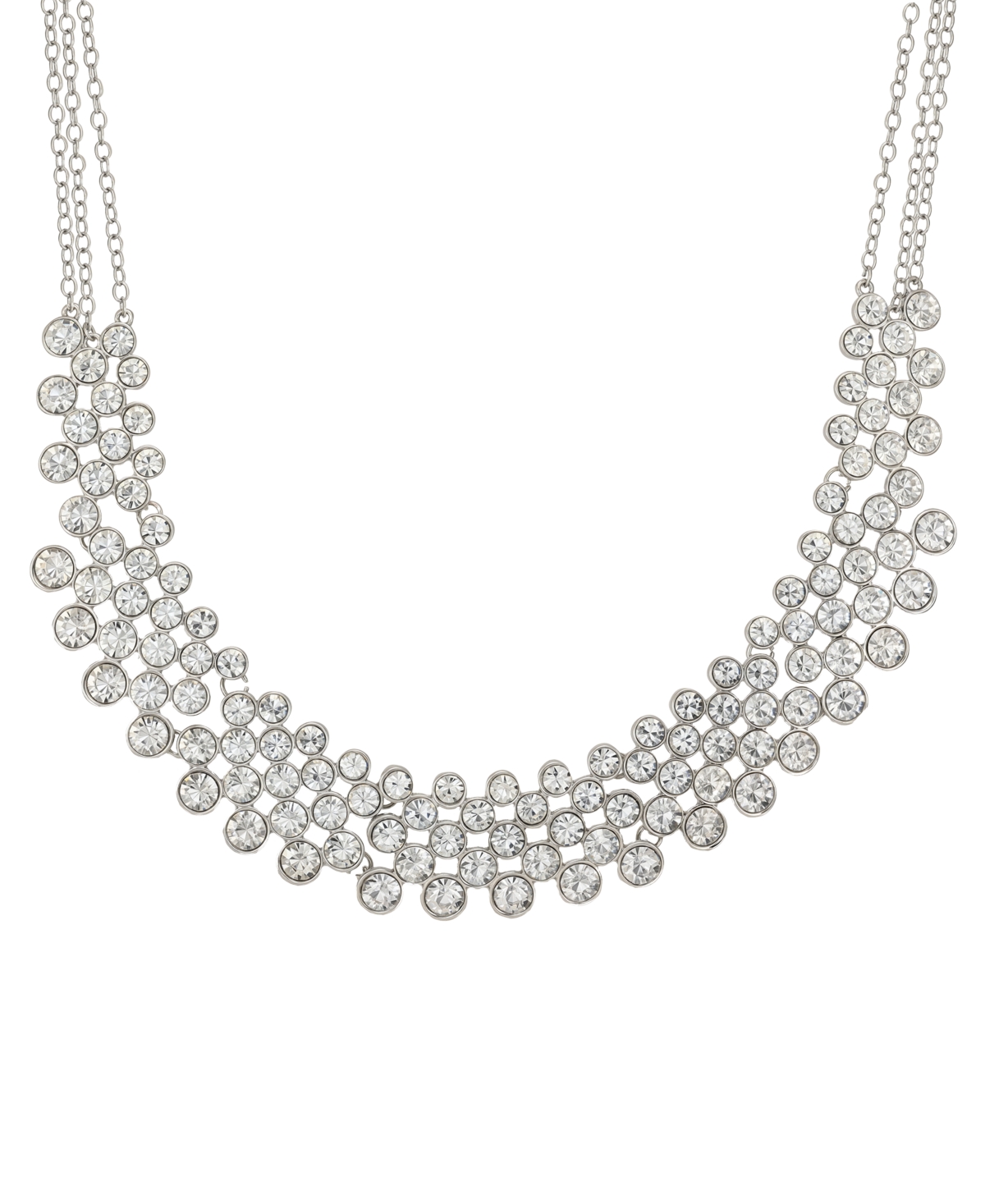 Guess Pave Stone Silver-Tone Collar Necklace