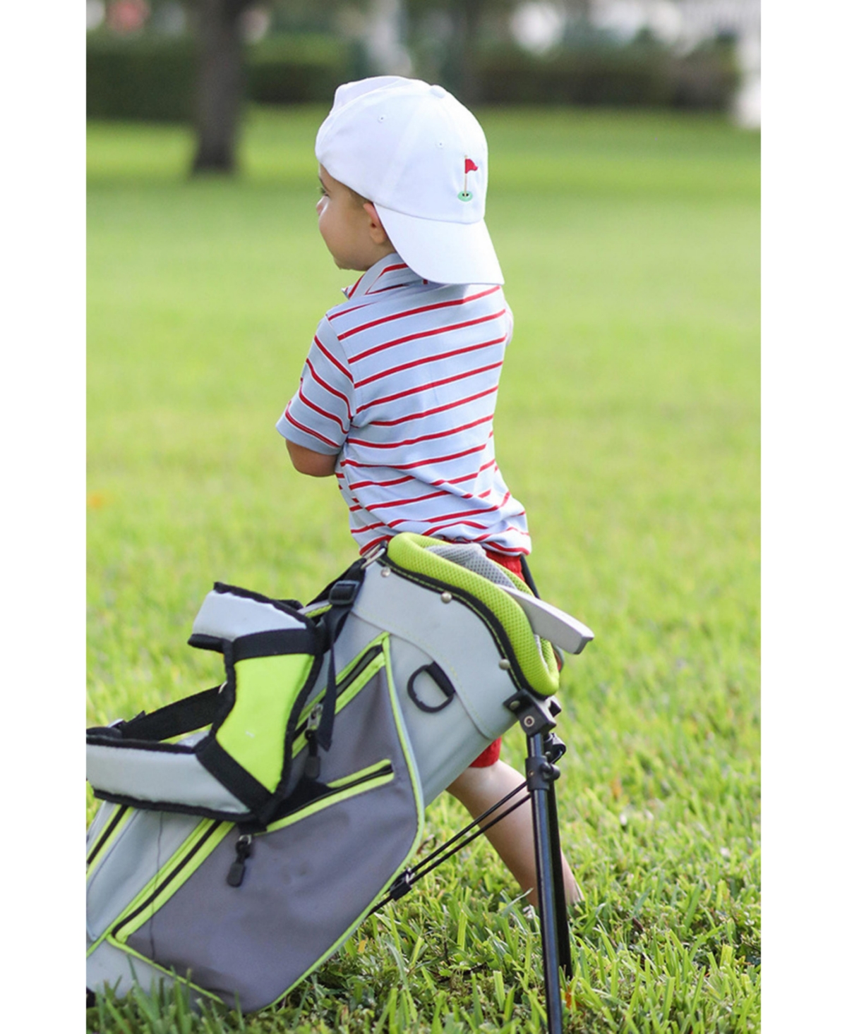 Bits & Bows Toddler Boys Golf Flag Baseball Hat in White