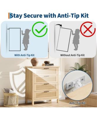 4-Drawer Modern Fluted Dresser Bedroom Chest, Fluted Drawers with Metal Handle, Large Storage Cabinet for Nursery, Living Room