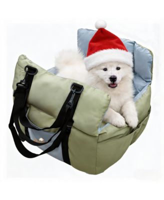 Dog Car Seat for Small Dogs Travel Safety Pet Seat Waterproof with Storage Pockets Green