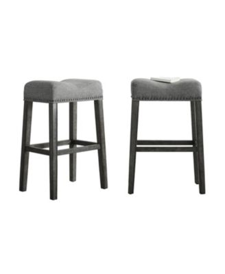 Upholstered Backless Saddle Seat Bar Stools 29" height Set of 2, Gray