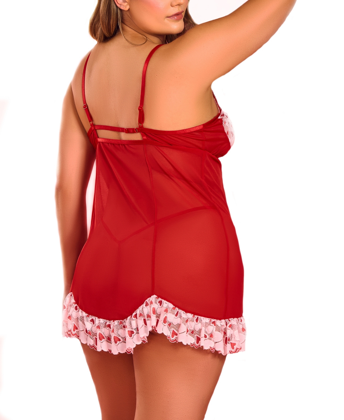 Hauty Plus 2PC Heart Lace and Princess Seam Babydoll Set Lingerie