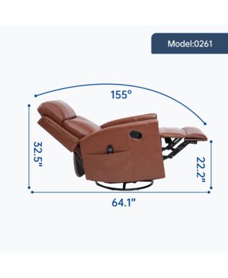 Red Leather Heat Massage Rocker Swivel Recliner