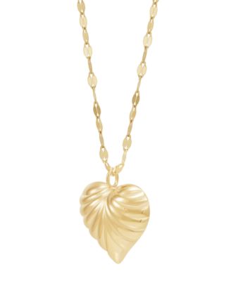 Mirror Chain Heart Pendant Necklace in 10k Yellow Gold
