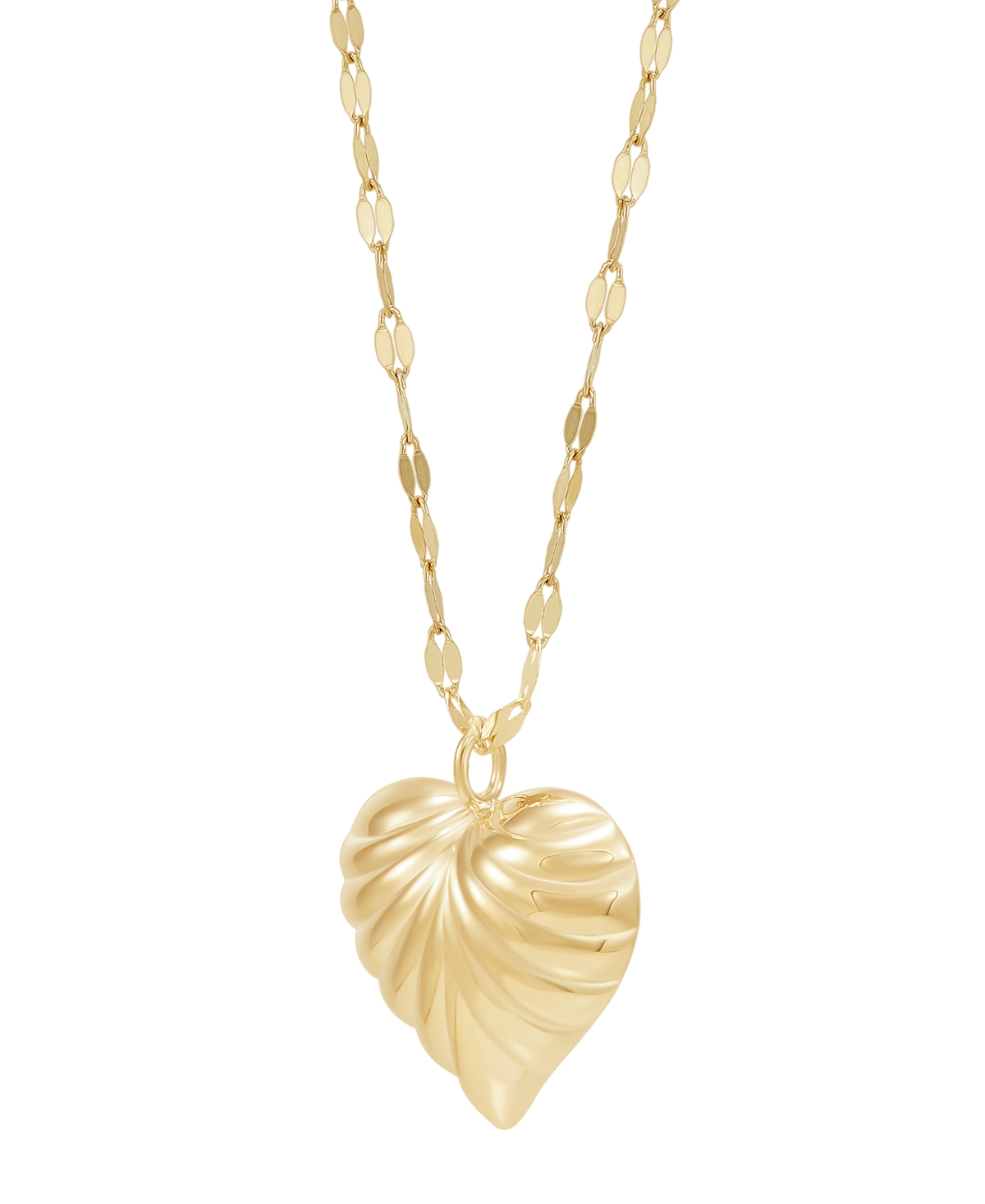 Macy's Mirror Chain Heart Pendant Necklace in 10k Yellow Gold
