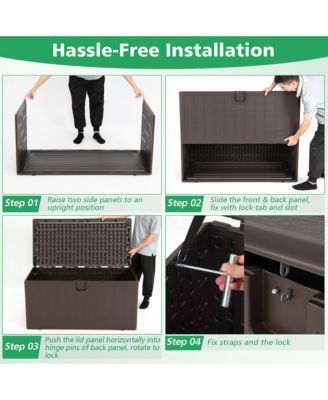 105 Gallon Outdoor Resin Deck Box All Weather Lockable Storage Container