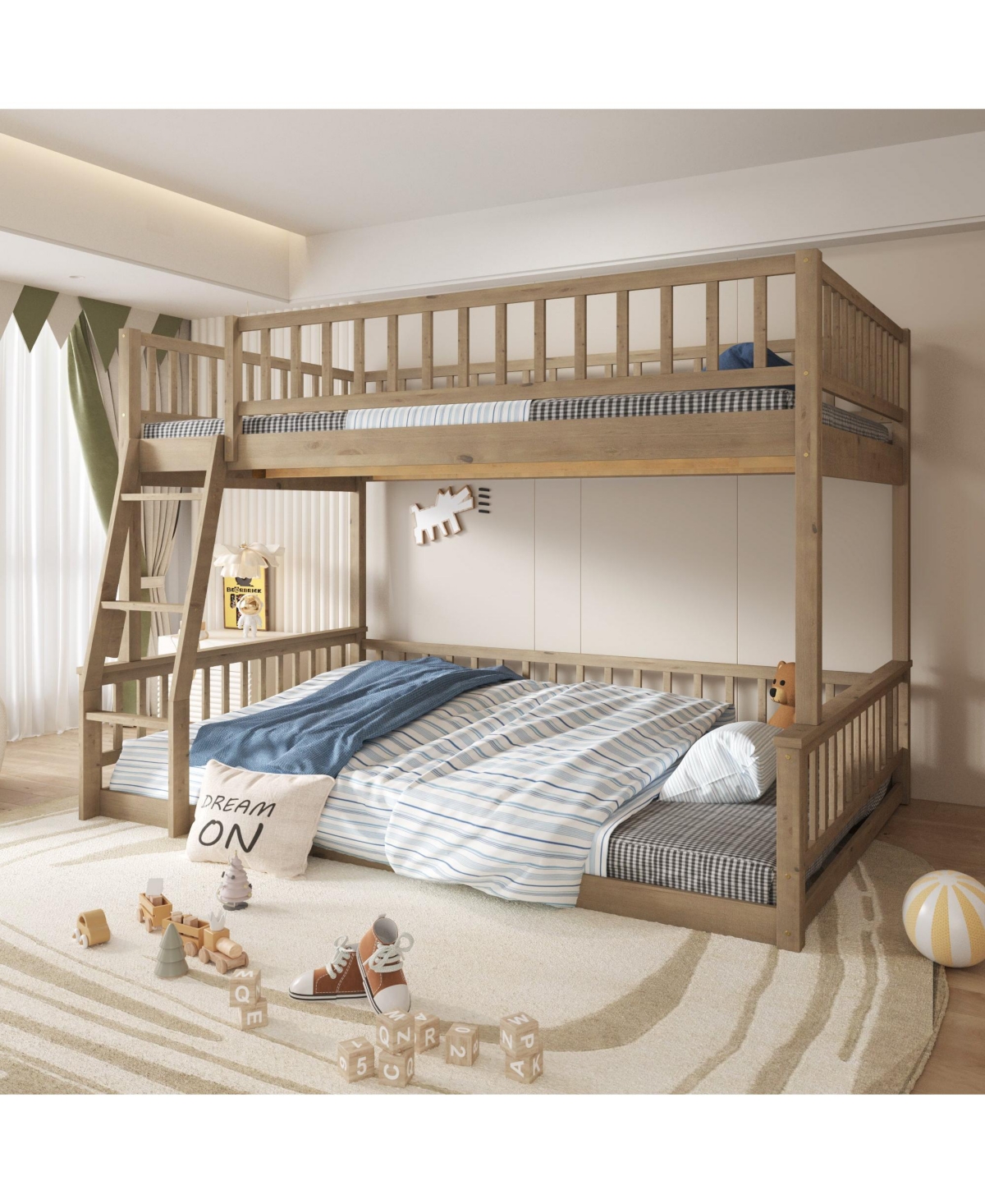 Boyel Living Full Xl over Queen Bunk Bed with Ladder and Guardrails