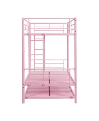 Twin Over Twin  Metal Bunk Bed with Safe Stairs