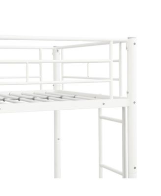 Metal Bunk Bed with Trundle White Twin, No Box Spring Needed, Easy Assemble