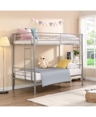 Metal Bunk Bed Silver Twin Over Twin, No Box Spring Needed, Easy Assemble