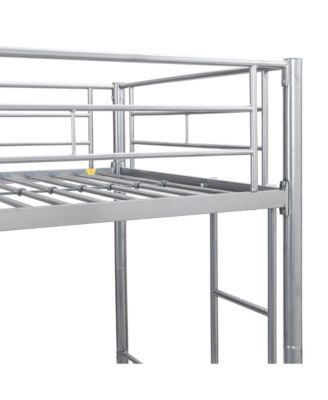 Metal Bunk Bed with Trundle Silver, No Box Spring Needed, Easy Assemble