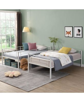 Metal Bunk Bed Twin Over Twin, No Box Spring Needed, Easy Assemble