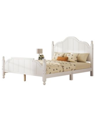 Queen Size Wooden Bed Frame with Headboard Vintage Platform Bed with Slats Support Easy Assembly