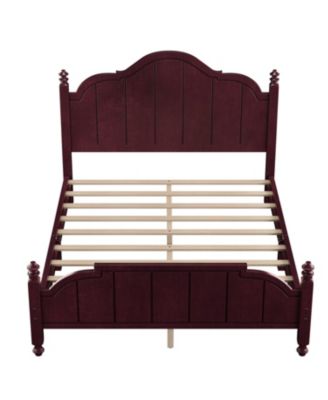 Queen Size Wooden Bed Frame with Headboard Vintage Platform Bed with Slats Support Easy Assembly