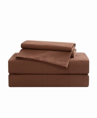 Solid Cotton Percale 3-Pc. Sheet Set, Twin XL