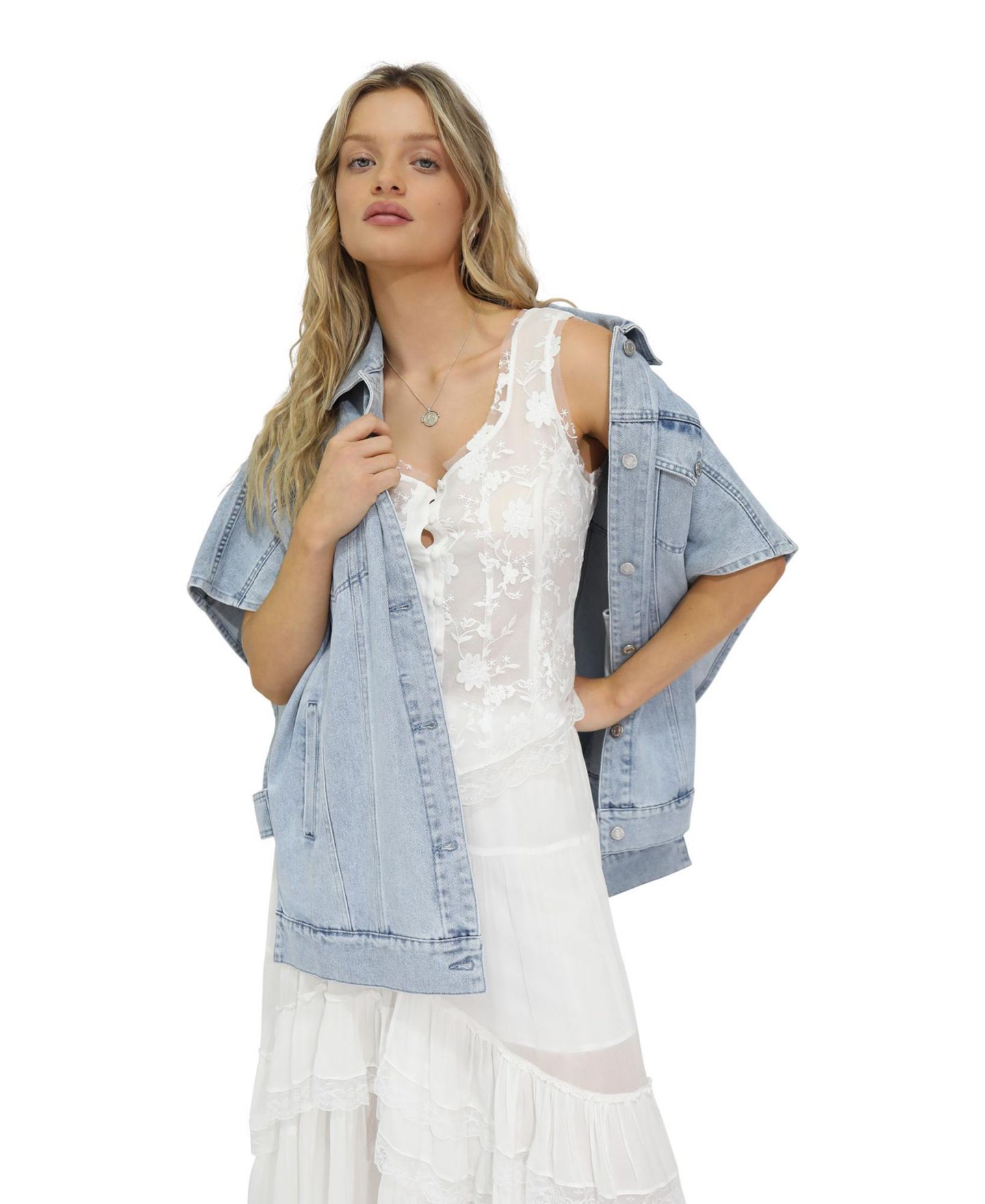 Женская блузка Belle & Bloom Future Lover Lace Button Up, цвет: Белый — фото 2