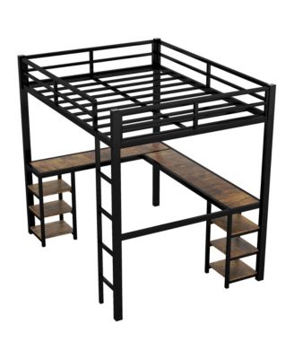 Full XL Loft Bed with Desk & Shelves