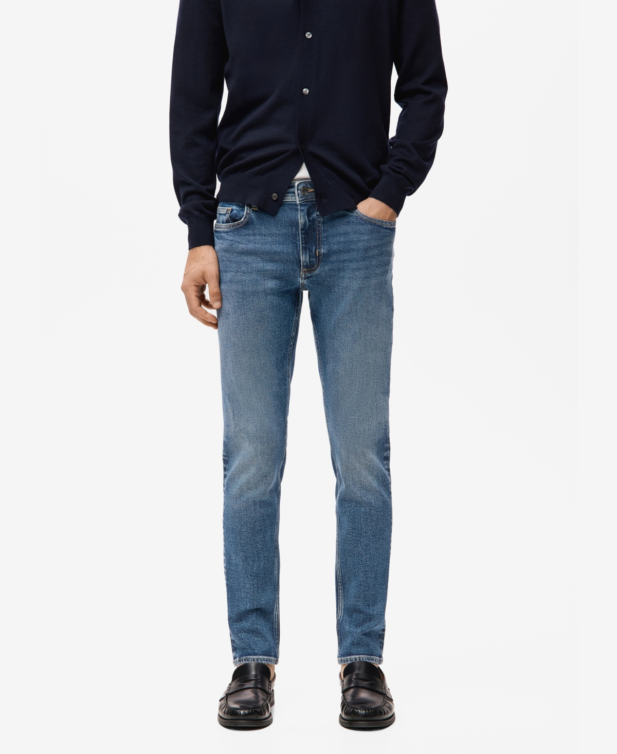 Mango Men's Jan Slim-fit Faded Medium-wash Jeans In Blue