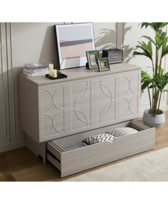 Cabinet Bed Queen with Storage, Foam Mattress, USB Ports
