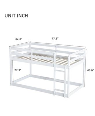 Twin over Twin Loft Bed with Ladder and Reinforced Slats, White