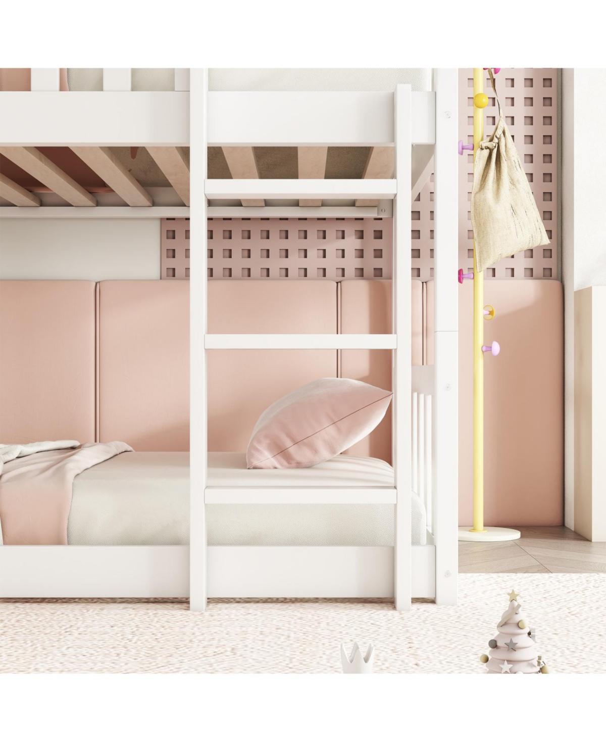 Streamdale Furniture Triple Twin Rubberwood Bunk Bed, Ladders