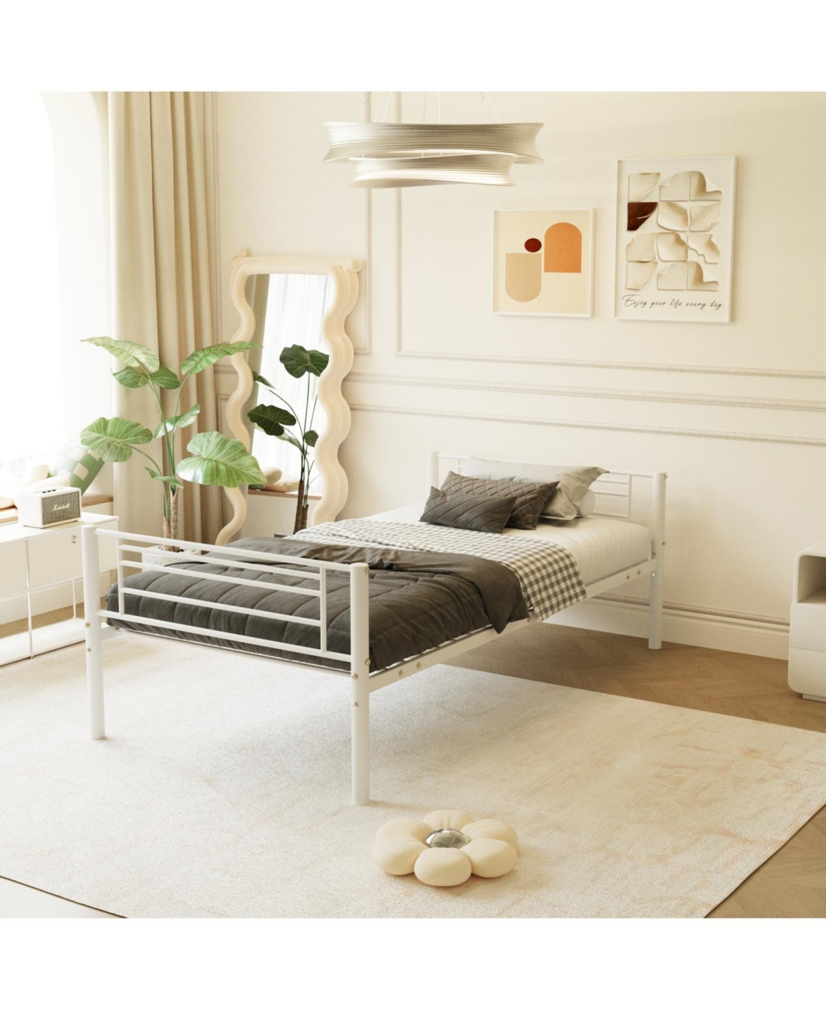 Streamdale Furniture Bedroom dormitory twin size white metal triple bunk bed can be disassembled into three beds