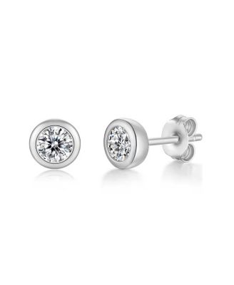 Women's Sterling Silver Lab-Grown Moissanite Stud Earrings