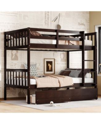 Twin Bunk Bed with Drawers and Safety Guardrails, Espresso