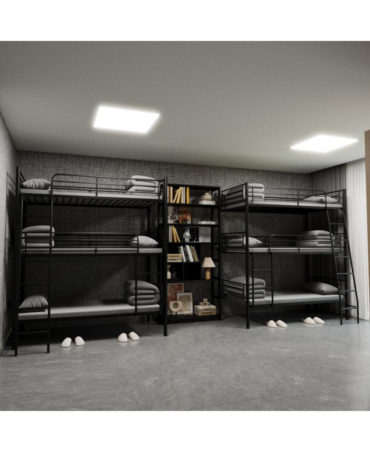 Streamdale Furniture Bedroom dormitory twin size metal triple bunk bed can be disassembled into three beds