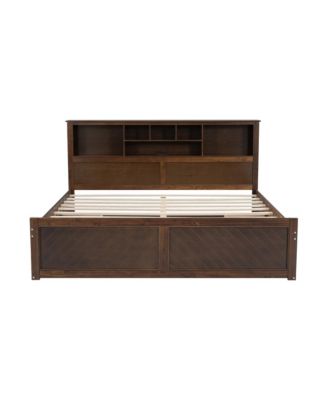 Wood Platform Bed with Multi-storage Headboard, USB and Drawers