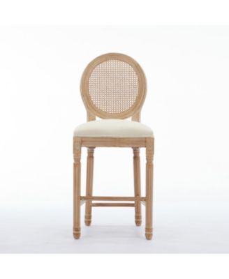 French Country Bar Stools with Upholstered Seats (Set of 2)