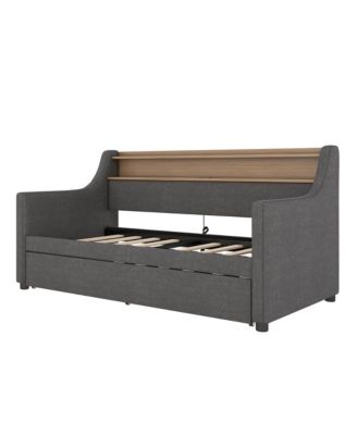 Twin Size Daybed with Trundle Bed, Upholstered Daybed with Charging Station and LED Lights