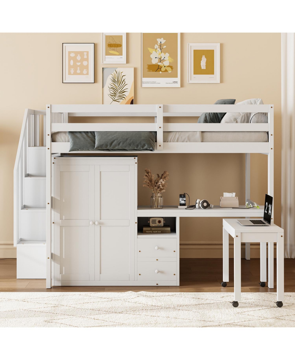 Streamdale Furniture Loft Bed with Stairs, Storage & Desk - Space-Saving Kids & Teen Furniture